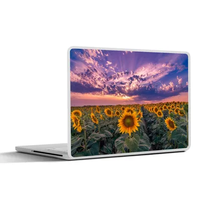 Produktbild von MuchoWow® Laptop Aufkleber Sticker Cover Blumen - Himmel - Lila - Sonnenuntergang 31x22.5 cm - Laptop-Deko