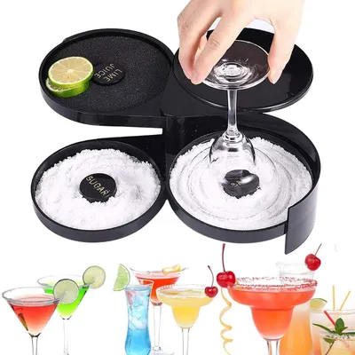 Produktbild von 3-stufiger Bar-Glas-Rimmer für Margarita Cocktails, Barkeeper Werkzeug, Box Container für Salz, Zucker
