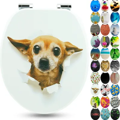 Produktbild von Sanfino® Premium WC Sitz "Chihuahua" hochwertiger Toilettendeckel mit Absenkautomatik aus Holz, einfache Montage