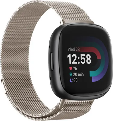 Produktbild von Strap-it Smartwatch-Armband – Milanaise-Armband – passend für Fitbit Versa 4 / Fitbit Sense 2 – Sternenlicht – Größe: S