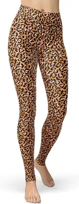Produktbild von Damen-Leggings Braun mit Leopardenmuster Hohe Taille Bequem Größe S