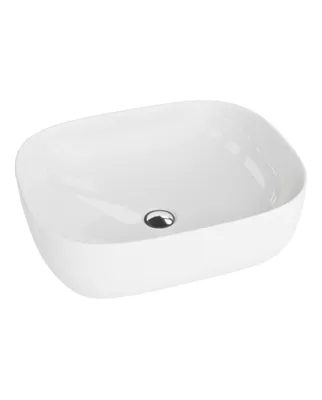 Produktbild von LAVITA Aufsatzwaschtisch Giro| Aufsatzwaschbecken Rechteckig | Waschbecken Ohne Überlauf und Hahnloch | Aus hochwertigem Porzellan | Waschtisch | 49x39,5x15 cm | Weiß Glanz