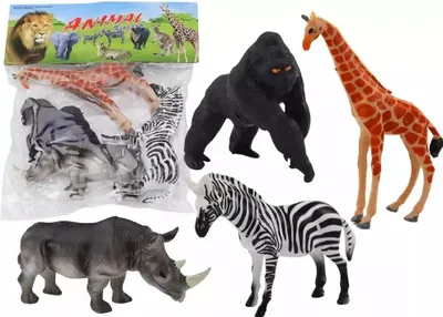 Immagine prodotto di Set di figurine di animali africani 4 pezzi Giraffa Gorilla