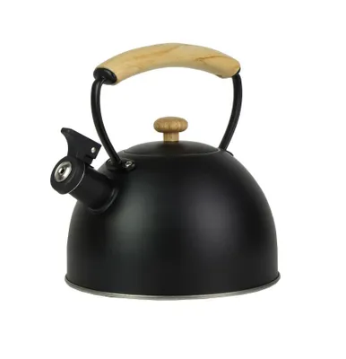 Produktbild von Wasserkocher Wasserkessel Flötenkessel Pfeifkessel aus Edelstahl schwarz 2,5 L