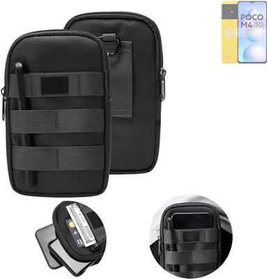 Produktbild von K-S-Trade Holster Gürtel Tasche kompatibel mit POCO M4 5G Handy Tasche Schutz Hülle dunkel-grau viele Fächer, 1x