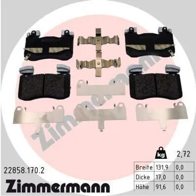 Produktbild von ZIMMERMANN Bremsbeläge Satz Vorne Bremsklötze für KIA Stinger Schrägheck (CK) 22858.170.2