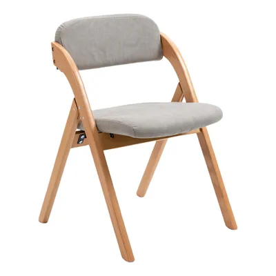 Produktbild von AIORBER Klappstühle 2er-Set Holz mit Polstersitz abnehmbarer Bezug stapelbar für Küche Gäste Party Hochzeit Picknick Grau/Blau/Khaki