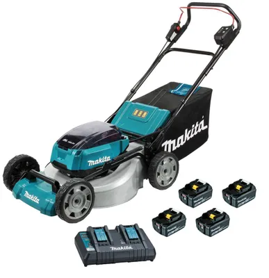 Image de Tondeuse à gazon 2x18V LXT 53cm + 4 batteries 5Ah + chargeur - MAKITA - DLM530PT4