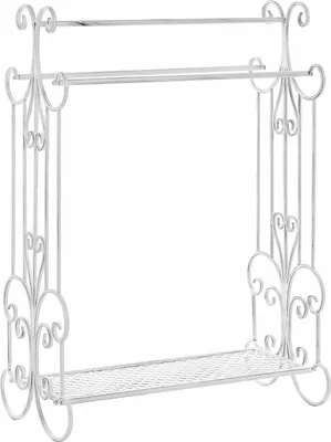 Produktbild von BELIANI Handtuchständer Weiß aus Metall 60 x 90 cm mit 3 Stangen Antik Optik Retro Stil Badezimmer Schlafzimmer Wohnzimmer Dekoration
