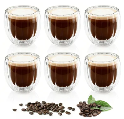 Obrázek produktu pro 6 sklenic na Latte Macchiato, dvojitá stěna, objem 80 ml, vhodné pro espresso, cappuccino a čaj