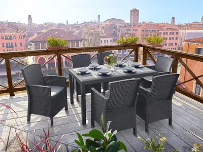Produktbild von BICA Essgruppe Lido | Esstisch mit 6 Sesseln | Wetterfeste Gartenmöbel | Final