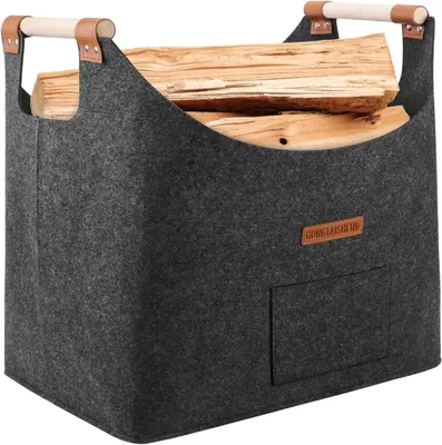 Produktbild von XL Faltbarer Holzkorb für kaminholz Extra dicker Filz und verstärkter GriffsKaminholzkorb für Einkauf, Holz, Zeitung oder B