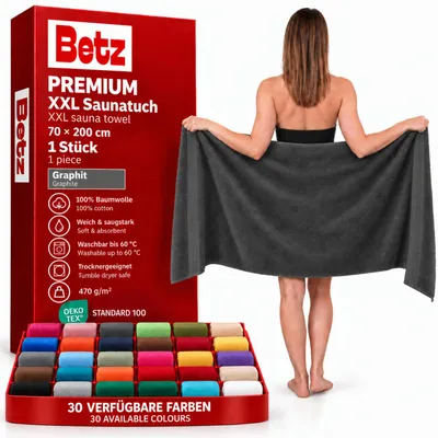Image de Betz Serviette à Sauna Premium Drap de Bain 100% Coton 70 x 200cm Couleur Graphite
