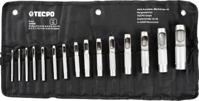 Produktbild von TECPO Locheisen Satz, 2-22mm, 15-tlg.