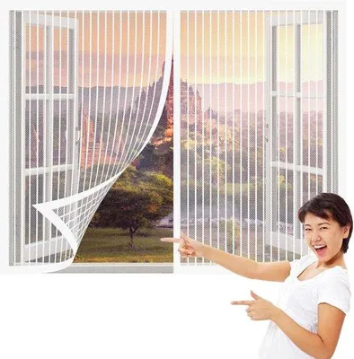 Produktbild von Fliegengitter für Fenster - Einfache Montage ohne Bohren - 189 x 136 cm - Weiß