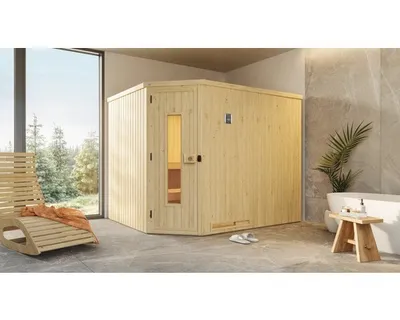 Produktbild von weka Elementsauna VARBERG Gr. 4 Sparset 7,5 kW BioS inkl. digitaler Steuerung, Massivholztür x B x T x H  x 244 x 197 x 199