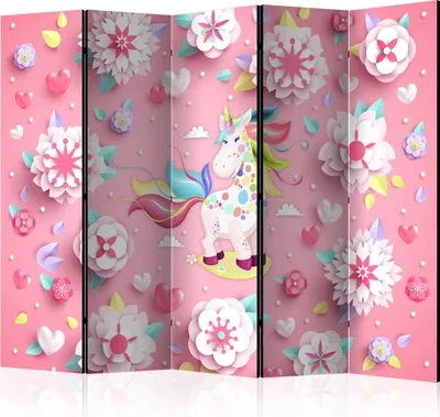 Obrázek produktu pro Jednostranný paraván Pro děti 225x172 cm 5dílný růžový
