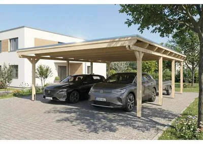 Produktbild von Doppelcarport SKAN HOLZ Emsland inkl. EPDM Folie, Pfostenanker 609 x 846 cm natur