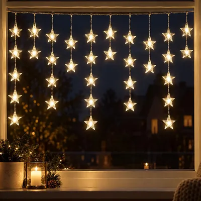 40er LED Sternenvorhang Lichterkette Lichtervorhang IP44 warmweiß
