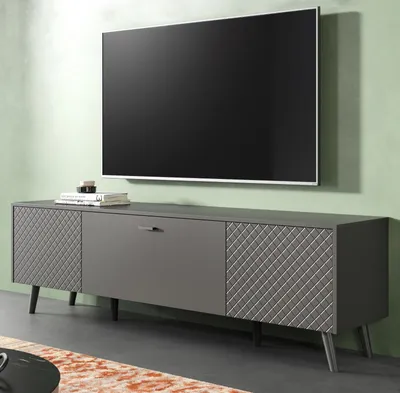Produktbild von TV-Lowboard "Madea" in grau matt TV Unterteil 185 x 55 cm