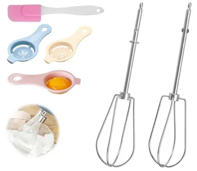 Produktbild von Set aus 2 Edelstahl-Handrührgeräten mit 3 Eierseparatoren
