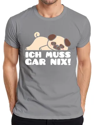Immagine prodotto di T-shirt da uomo con scritta "Non devo fare niente", grigio, L, con scritta "Carlino"