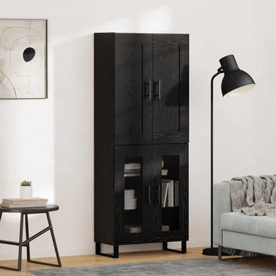 Immagine prodotto di vidaXL Mobiletti alti, 2 pezzi, colore nero, aspetto legno di quercia, dimensioni 69,5 x 34 x 180 cm