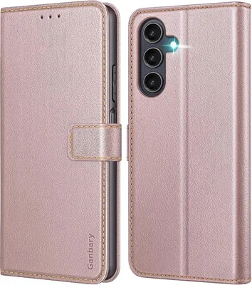 Produktbild von Samsung Galaxy A25 5G Handyhülle - Premium Leder Klapphülle, Kartenschlitze, Magnetverschluss, Standfunktion, Roségold