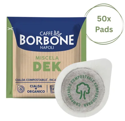 Produktbild von Caffè Borbone Kaffee Kompostierbare Pods, Recyclebare Verpackung, Entkoffeinierte Dek Mischung - 50 stück - Kompatibel mit ESE System Papier Pads 44 mm