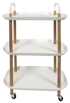 Image de CALICOSY - Désserte à roulettes 3 niveaux effet bois et blanc H81 cm - ORIA