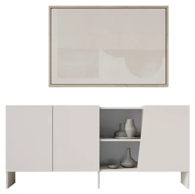 Produktbild von MIRJAN24 Sideboard Edego 160 3D, Stilvoll Wohnzimmer, Sideboard mit drei Drehtüren (Farbe: Cashmere)
