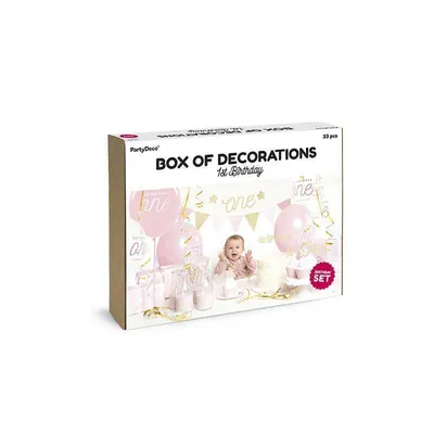 Obrázok produktu pre Sada dekorácií- 1st Birthday, zlaté Party Deco