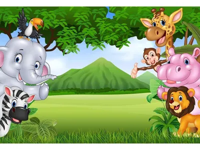 Zdjęcie produktu dla Elzusha - Tło "Safari w dżungli" o wymiarach 3,5 x 2,5 m, idealne na przyjęcia dla dzieci i sesje zdjęciowe