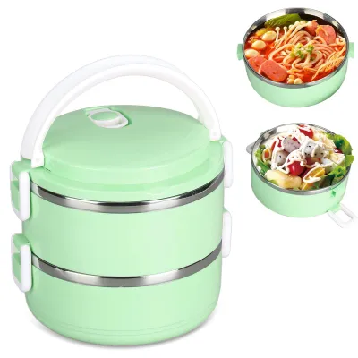 Isolier-Lunchbox aus Edelstahl, doppellagig, grün