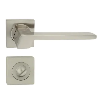 Produktbild von Domino Türgriff CANTORO-QR M9Drückergarnitur WC - Badezimmer Set mit quadratischen Rosetten für Badezimmertüren Set WC aus Aluminium Nickel