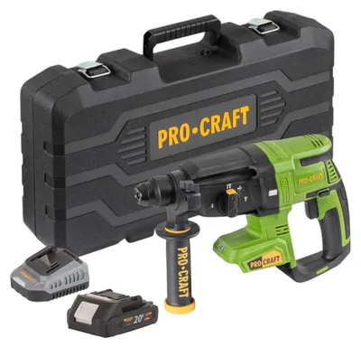 Produktbild von Procraft PHA40bb-c Akku Bohrhammer 20 V 2,6 J SDS plus Brushless + 1x Akku 2,0 Ah + Ladegerät + Koffer