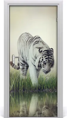 Produktbild von Tulup Türaufkleber 95x205 cm Dekorative Aufkleber Selbstklebend Wasserdichte Tapete Abnehmbar Schlafzimmer Wohnzimmer Wohnkultur - weißer Tiger