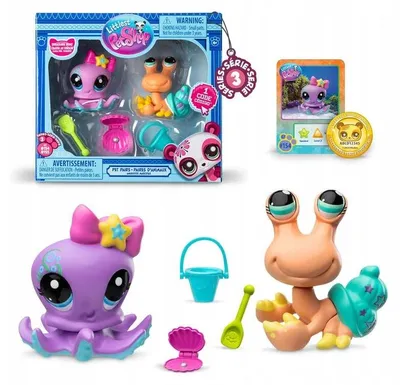 Image de LITTLEST PET SHOP 2 figurines Série 3 - Les chasseurs de trésors (Pieuvre n° 154 et Escargot n° 155)