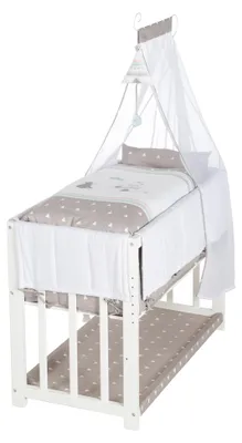 Immagine prodotto di Letto trasformabile 4 in 1, modello "Indibär", che funge da lettino, culla, lettino per bambini e panchina, colore bianco