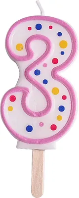 Productafbeelding van Roze nummer 3 kaars, 4 x 1 x 6,3 cm