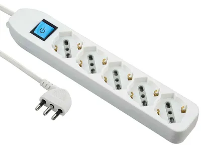 Productafbeelding van Electraline 62094 Meervoudige stekkerdoos met kabel, 5 universele stopcontacten, 3 meter, wit