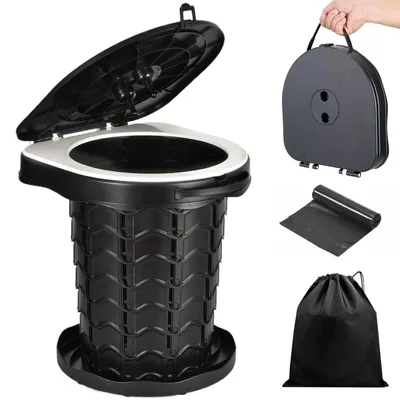 Productafbeelding van Campingtoilet opvouwbaar, draagbaar mobiel klaptoilet, 220 kg, 10 toiletzakken, voor kamperen