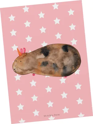 Produktbild von Mr. & Mrs. Panda Grußkarte Einhorn Meerschweinchen - Rot Pastell - Geschenk, Kunstkarten, Unicorn, Meerschwein, Fotokarte, Postkarte, Einhörner, Postkarten, Ansichtskarte