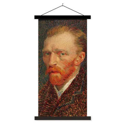 Produktbild von MuchoWow® Textilposter Selbstporträt - Vincent van Gogh 60x120 cm mit schwarzem Rahmen - Magnete