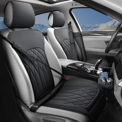 Immagine prodotto di Set di 2 coprisedili per auto, con tasche portaoggetti e imbottiture per le cinture, nero