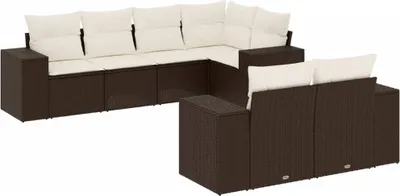 Zdjęcie produktu dla vidaXL 7-częściowa sofa ogrodowa z poduszkami z brązowego polirattanu