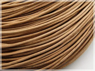 Produktbild von Vintageparts echtes Lederband rund 2mm hellbraun beige peru 2m
