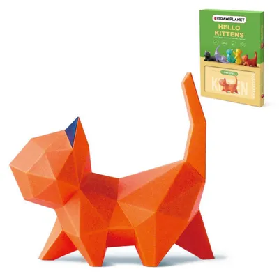 Zdjęcie produktu dla Zestaw do tworzenia trójwymiarowego modelu kota z papieru, kolor pomarańczowy, wymiary: 16x8x15 cm