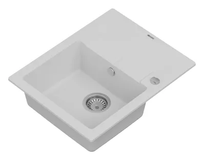 Produktbild von GRANMASTER Caro Spülbecken Küche - mit 1 Becken - Granitspüle mit Siphon Waschbecken Küche - Einbauspüle Arbeitsplatte Küchenspüle, Spüle Weiß