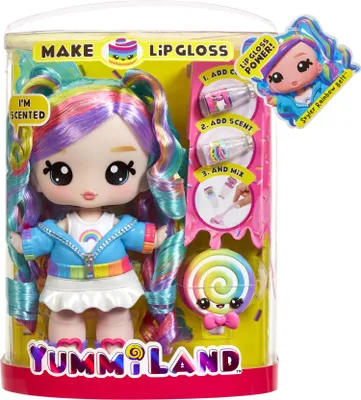 Zdjęcie produktu dla MGA Entertainment Yummiland Large Doll + Lipgloss Pet- Rainbow (Skyler Rainbow Belt), Duża lalka, Damski, 4 lat(a), Chłopak, dziewczyna, 250 mm, Wielobarwny